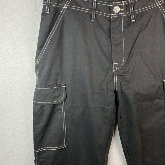 True Religion Cargo Pants Mens Size 34‎ x 32 Jet Black White Stitch 108335 NWT - Picture 4 of 11